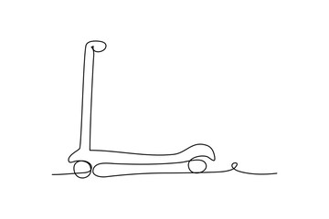 One continuous line of scooter. Minimalist style vector illustration in white background.