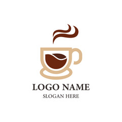 Obraz na płótnie Canvas Coffee shop Minimalist vector logo. Coffee beans logo template 