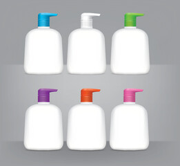 Set of detergent plastic bottles with chemical cleaning product isolated on white background.illustration vector