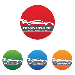 set of creative racing car logo with slogan template
