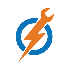 thunder bolt with wrench flat design