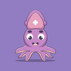 Cute Squid Nurse character vector