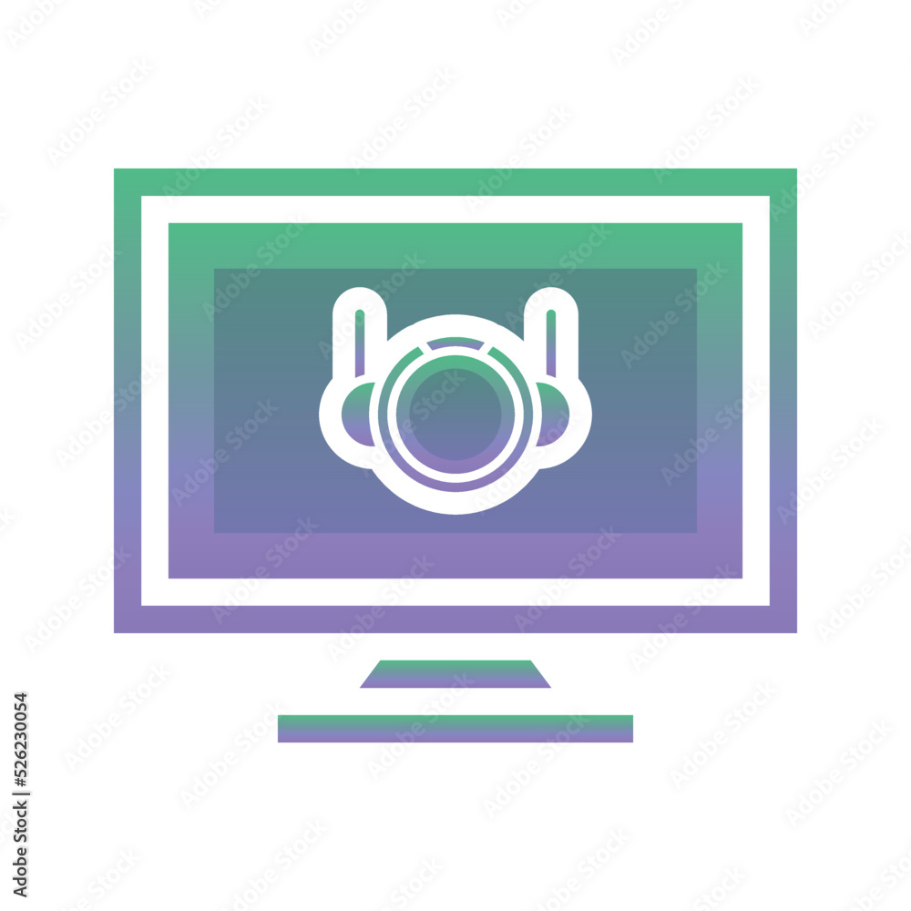 Poster monitor astronaut logo gradient design template icon element