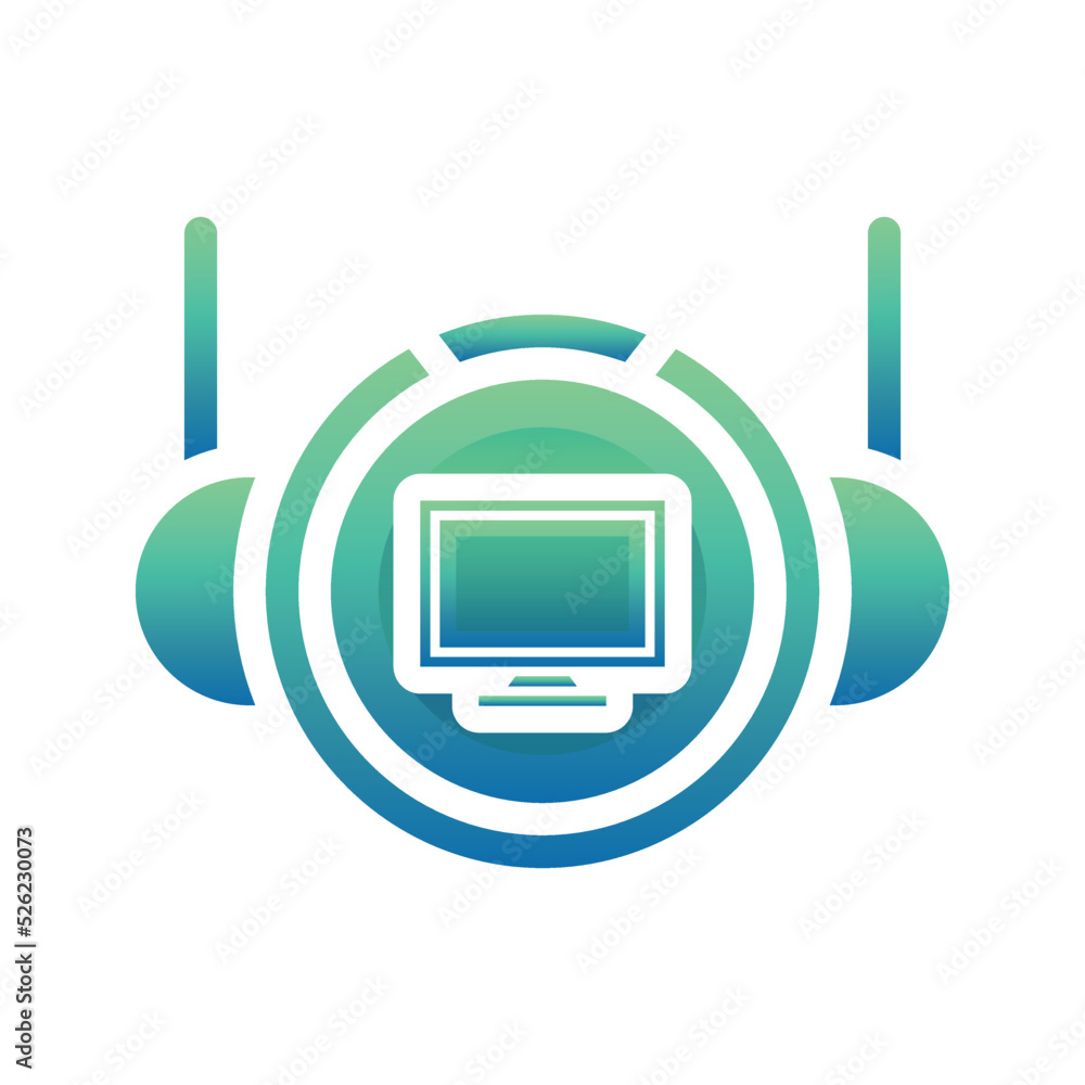 Poster monitor astronaut logo gradient design template icon element
