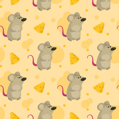 Vector pattern with mouse and cheese