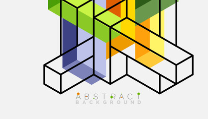 Abstract background. 3d cubes, cubic elements and blocks. Techno or business concept for wallpaper, banner, background, landing page