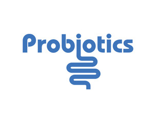Probiotics text background. Micro probiotic microorganism	