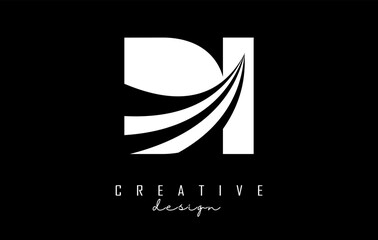 Creative white letters Di d i logo with leading lines and road concept design. Letters with geometric design.