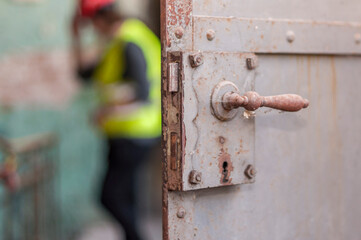 Details in an abandoned old red brick factory - a spinning mill in Poland
