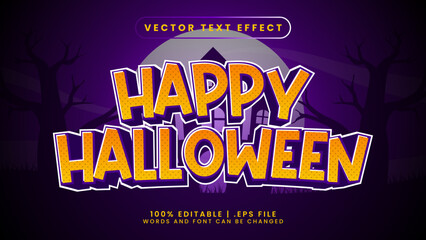 Happy halloween 3d editable text effect with castle and tree background