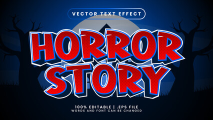 Horror story 3d editable text effect with scary and blue background