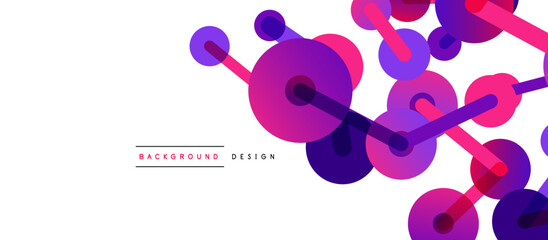 Abstract background. Round dots connected by lines. Trendy techno business template for wallpaper, banner, background or landing