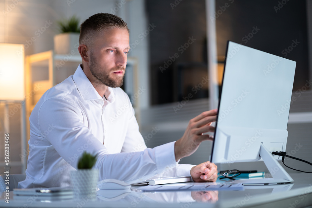 Poster business man analyst using kpi data