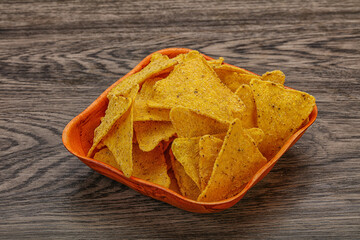 Mexican crunchy corn nachos triangle