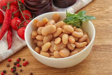 Whinte canned kidney beans in the bowl