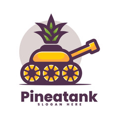 Vector Logo Illustration Pineapple Tank Simple Mascot Style.