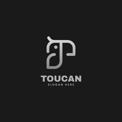 Vector Logo Illustration Toucan Gradient Line Art Style.