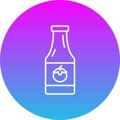 Ketchup Bottle Gradient Circle Line Inverted Icon