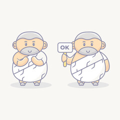 Cute Oldman Hajj Character vector design