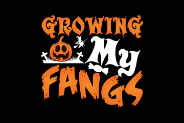 Growing my fangs, Halloween t-shirt design