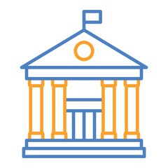 Government Building Blue And Orange Line Icon