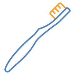 Toothbrush Blue And Orange Line Icon