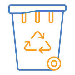 Recycling Bin Blue And Orange Line Icon