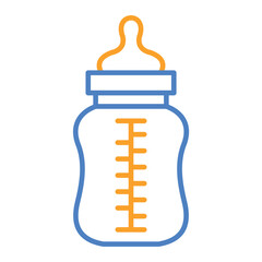 Baby Bottle Blue And Orange Line Icon