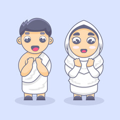 hajj people character with pray
