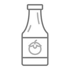Ketchup Bottle Greyscale Line Icon