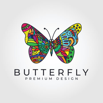 butterfly logo. Multicolored rainbow abstract butterfly Vector illustration design