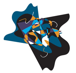 abstract blue, black and yellow element
