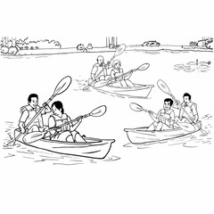 cartoon canoeing holiday activities