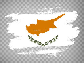 Flag Cyprus brush stroke background.  Flag of  Cyprus on transparent backrgound for your web site design, app, UI.  Stock vector. EPS10.