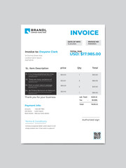 Clean modern payment invoice template
