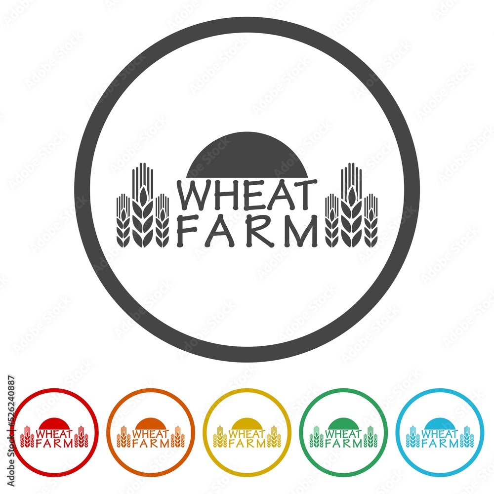 Poster wheat farm icon. set icons in color circle buttons
