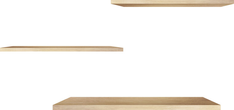 Wooden shelves on an isolated