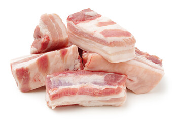 Pork belly on white background
