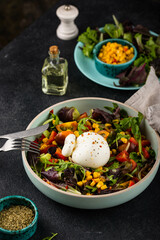 Burrata cheese with vegetable salad