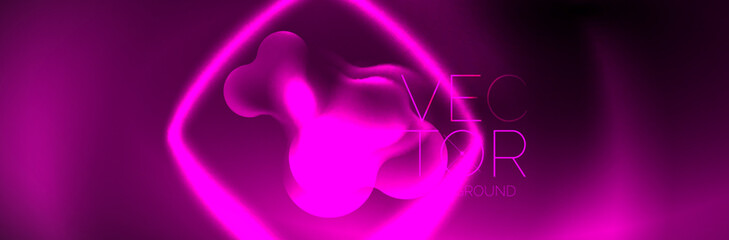 Glowing neon lights abstract shapes composition. Magic energy concept. Template for wallpaper, banner, background or landing