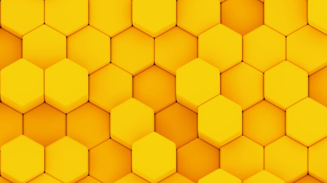 Abstract 3D geometric background, yellow hexagons shapes © Cobalt
