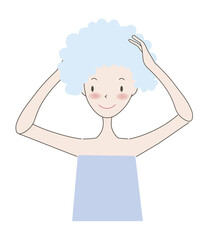 髪を洗う女性