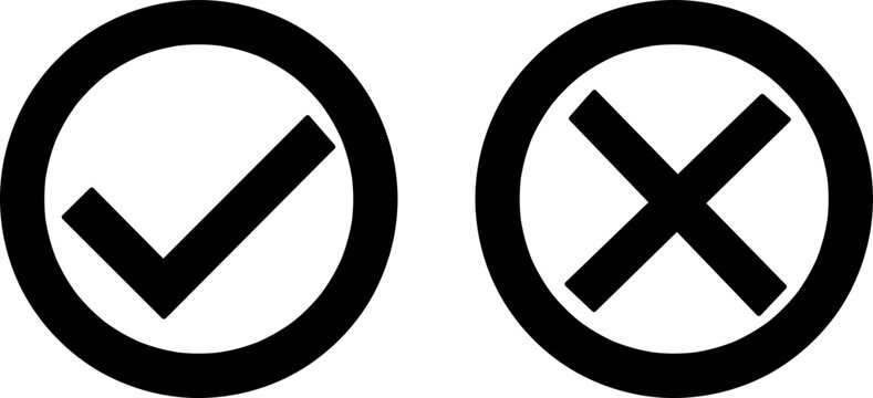 Cross and Check mark symbol icon vector illustration