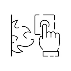 Firefighter and Fire department line icon. Included the icons as fire, fireman, burn, emergency, hydrant, alarm and more. Fire alarm button push