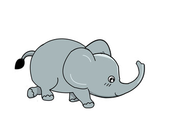 The cute cartoon baby elephant single icon , A wild life animal, zoo animal.,