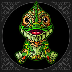 Colorful chameleon head isolated on black background