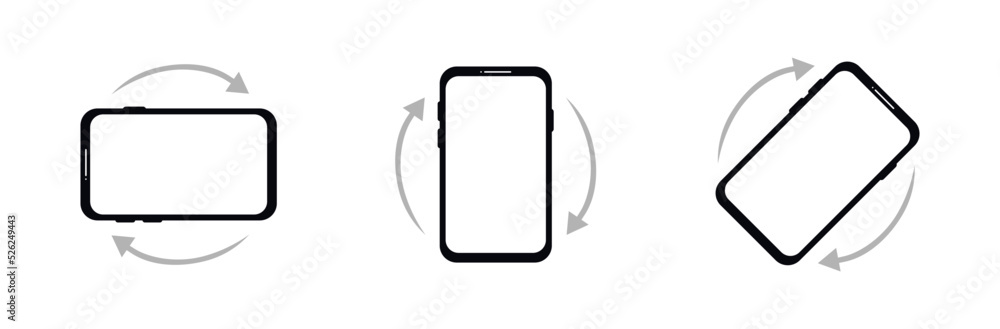 Poster rotate smartphone. rotation symbol mobile phone. device screen turn. icon of phone with arrows for r