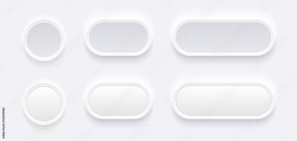 Leinwandbilder White buttons for user interface, simple circle 3D modern design