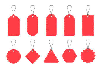 Blank paper price tags. Set of labels in various shapes. Collection realistic labels for special offer or shopping discount. Sale tags. Vector illustration.