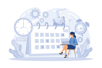 Deadline abstract concept vector illustration. Project management, work time limit, task due dates, deadline reminder, study assignments accomplishment, tax payment planning flat vector modern illustr